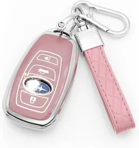 Advanced Soft TPU 4-Buttons Key Cover is Compatible with Subaru Ascent BRZ Crosstrek Forester Legacy Outback WRX XV Key (Pink Set)