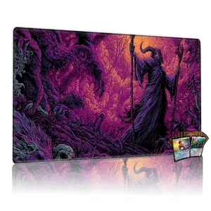 Dark Fantasy Malevolent Sorcerer TCG MTG Playmat Gaming Mousepad 12x24inch Non-Slip, Ideal for Card Game Enthusiasts TCG Playmat, Suitable for Gathering & Family Use, Perfect Gift for Fantasy Card Game Lovers