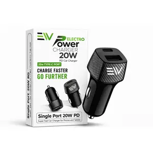 Electronic World 20W PD USB-C Car Charger Fast Charging Adapter for iPhone , Samsung Android Type-C Single Port