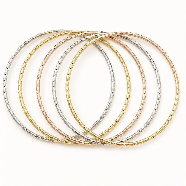 7-Piece Tricolor Semanario Textured Bangle Bracelet Set