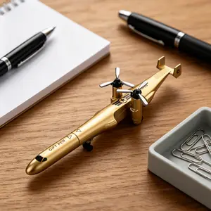 Premier League Fan Shop Creative Airplane & Combat Helicopter Shaped Neutral Pen Set, 0.5mm Fine Point Black Ink - Office/Study Desk Accessories, Desktop Gifts
