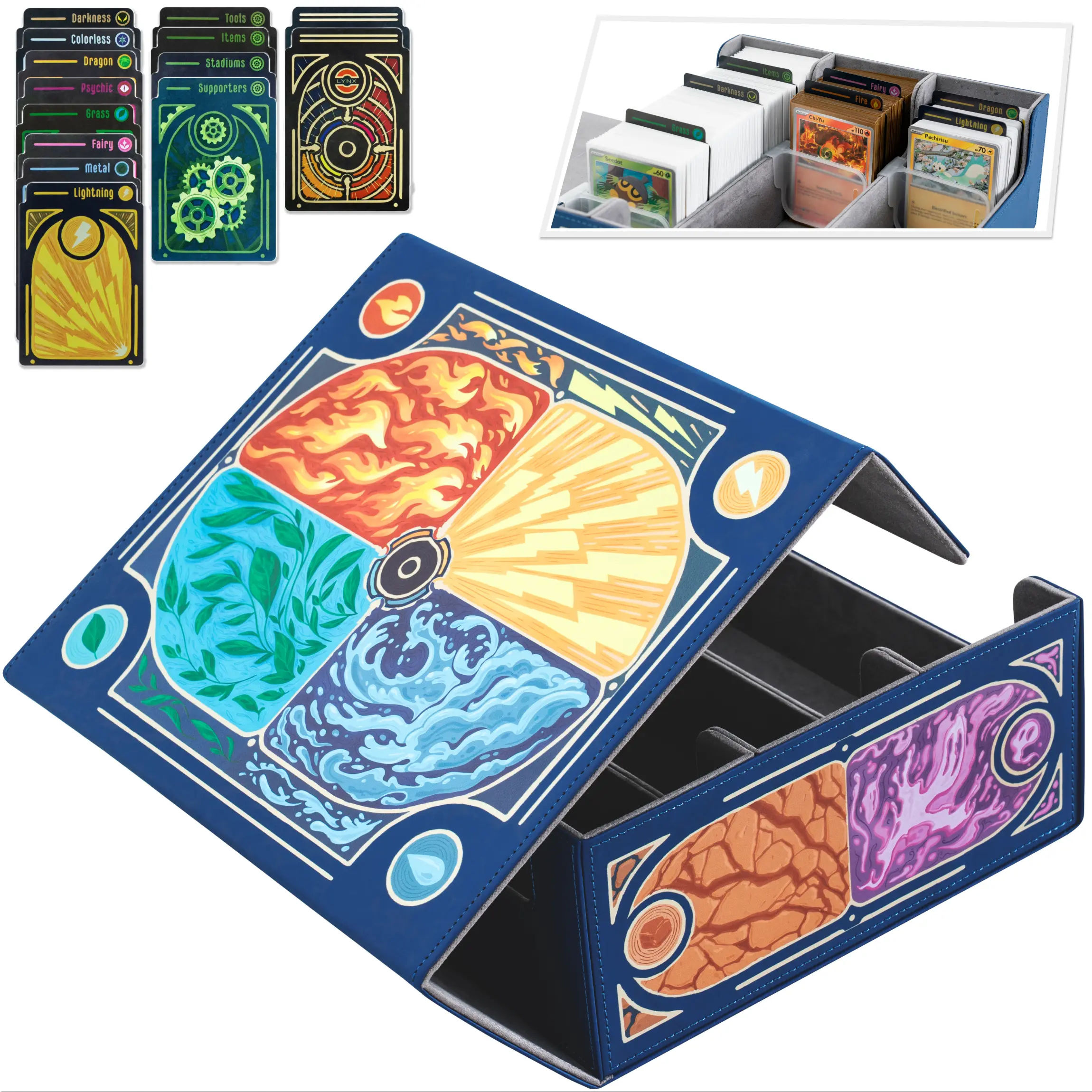 Trading Card Storage Box for Pokemon Cards holds2400+TCG Cards. Includes  17 Unique Type Dividers & 2 Card Stoppers. Premium Bulk Card Case/Deck  Holder. Great Accessory Gift. - TikTok Shop
