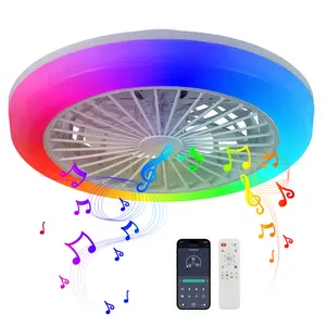 18" RGB Ceiling Fan with LED Light, 6-Speed Reversible, App/Remote Control, Dimmable 3000K-6000K, Low Noise, for Living Room/Bedroom/Party