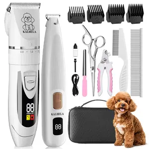Dog Hair Clippers for Grooming Kit and Dog Paw Trimmer Nail Grinder for Grooming, Low Noise Rechargeable Cordless, Shaver Grooming Supplies for Pet Cats Dogs (White)