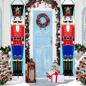 Christmas Decorations Nutcracker Banner Life Size Soldier Model Nutcracker Signs for Indoor Outdoor Front Door Yard Porch Garden Exterior Kids Party