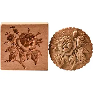 Carved Wooden Cookie Mold Kitchen Cookie  Gingerbread, Cookie  Molds for Springerle, Tragacanth, Marzipan, Russian Pryanik, Gingerbread, Lebkuchen and Tirggel (ROSE-A)
