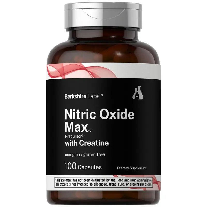 Horbäach Nitric Oxide Supplement with Creatine - 100 Capsules -  L Citrulline, L Arginine, and Creatine Monohydrate - Non-GMO, Gluten Free - Berkshire Labs