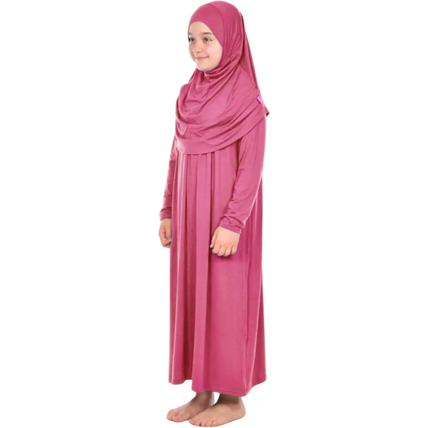 Prayer Dress Muslim Clothes for Girls Long Sleeve Abaya with Hijab Two count Maxi Islamic Set Scarf Kaftan Jilbab
