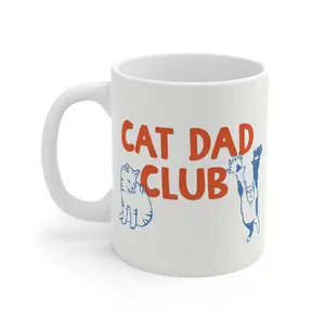 Cat Dad Club mug, Ceramic Coffee Cat Mug | Funny Cat Dad Design