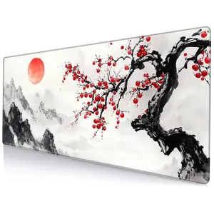 Watercolor Cherry Blossoms Pattern Mouse Pad, Rectangle Gaming Mouse Pad, Large Keyboard Mouse Mat with Non-Slip Rubber Base for Home Office E-sport, Gaming Mousepad