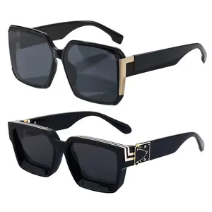 【SummerVibes】1/2Pcs Funky Oversized Retro Thick Anti Glare Square Unisex Luxury Sunglasses, Trendy Casual Style Sunglasses with Gold Accents Sunglasses for Everyday Use,  American Millionaire Men's Accessories, Fashion Accessories for Outdoor Activities