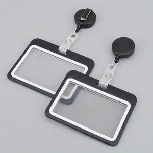 1/2/4 Pcs Black Horizontal ID Card Holders With Belt Clip - Durable Plastic Badge Reels For Work, Office, School Events, And Staff Identification - Secure & Convenient Design