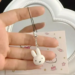 Kawaii Miffy Rabbit Keychain Cute Cartoon Soft and Adorable Girl Heart Cream Bell Cartoon Bag Decoration Best Friend Gift