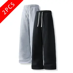 2-pack men’s casual athletic pants, loose straight fit, knit versatile sweatpants, spring/summer/autumn styles