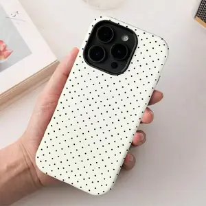 Polka Dot Patterned Heavy Duty Tough Phone Case, Two-In-One Protective Shell, Shockproof Cover, Aesthetic Birthday Gift Idea for iPhone 11 12 13 14 15 16 17 Pro Max Plus