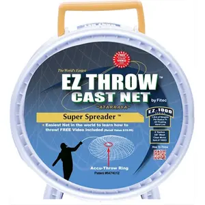 FITEC  EZ1000 EZ Throw Super Spreader Cast Net 4'x3/8" Mesh Clear 3/4 lb wt