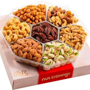 CRAVINGS Halloween Treats For Adults Mixed Nuts Gift Basket in Red Gold Box (7 Assortments, 1 LB) Holiday Xmas Christmas Food Arrangement, Healthy Snack Care Package, Food Assortments