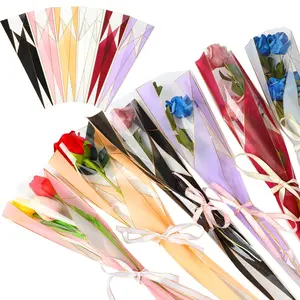 120pcs Single Flower Sleeves Wrapping Bags Single Rose Florist Bouquet Packaging Bags for Floral Arrangement Supply Wedding Valentine's Day Mother's Day