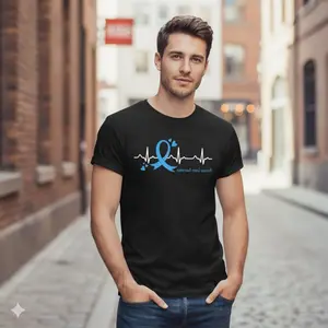 Heartbeat Light Blue Ribbon Prostate Cancer Awareness Unisex T-Shirt