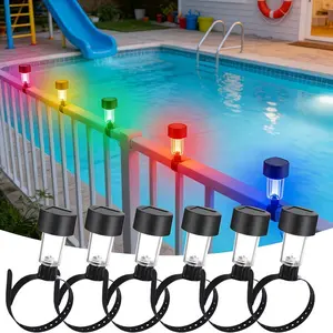 6/10 Pack Solar Pool Railing Lights - Outdoor Colored LED Lights Suitable for Fences, Above-Ground Pools, Metal Frame Pools, Featuring a Strap Design for Outdoor Pool Lighting