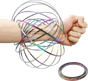2026 Interactive Stress Relief Rings, Flow Ring Spinner Ring Arm Toy with Changing Colors & Geometric Spin, Kinetic Magic Rings for Relaxation & Calming Motion