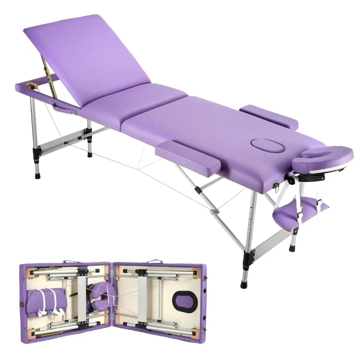 Portable Massage Table with Adjustable Headrest  Lightweight 3-Fold SPA Bed for Beauty, Therapy, and Home Use, Includes Free Carrying Case