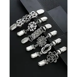 6PCS Alloy Adjustable Female Sweater Cardigan Shawl Clips, Vintage Shirt Dress Clip, Fashion Accessories for Clothing, Easy To Use