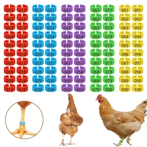100 Pcs Chicken Leg Tags, 0.62 Inch Colorful Numbered Chicken Bands for Legs(for 1.1 To 5.5 Pounds), Durable Poultry Leg Bands Clip on Leg Rings for Ducks Chicks Pigeons Goose