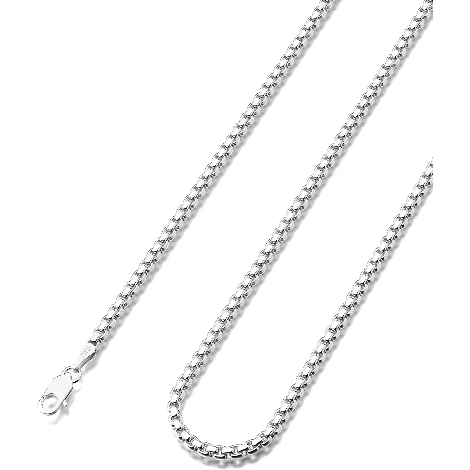 925 Sterling Silver Box Chain Lobster Clasp 2/3/4/5mm Necklace for Women Mens Box Chain Silver/14K Gold Plated Plated Necklace Chain Diamond Cut 16-30 Inches