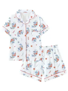 Ocean Dolphin Animal Print Pajama Set, Short Sleeve Loose-Fitting Sleepwear & Loungewear, Comfortable for Sleep and Outdoors, Perfect Gift, Pyjamas