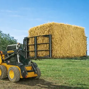 Round Hay Bale Grab – Hydraulic Grapple Skid Steer Attachment, Picks 2 Bales at Once, Fits 4'-6' Bales, 2800lb Capacity | Heavy Duty | Farm | Land Clearing Tool
