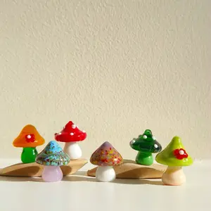Blown glass mini mushroom ornament glass ornament fungus fairy garden decoration hand blown mushroom