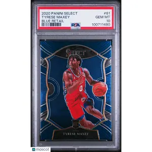 2020 Panini Select Courtside Retail Blue Tyrese Maxey #81 PSA 10 GEM Rookie RC
