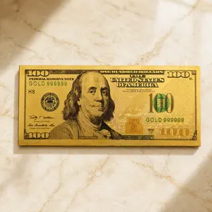 $100 Dollar Bill Fridge Magnet – Gold color Money Aesthetic Refrigerator Magnet