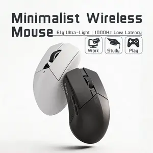 61g Lightweight Wireless Gaming Mouse Dual Mode Bluetooth 2.4G | Rechargeable Ergonomic Mouse 1000Hz High Precision | Minimalist Design for Mac PC Laptop Office Gaming | Student Back to School Gift