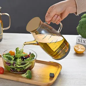 Glass Olive Oil Dispenser Bottle, 600ML Transparent Design, Durable Food Grade Cooking Tool for Salad, Frying, BBQ, Cooking Oil Container