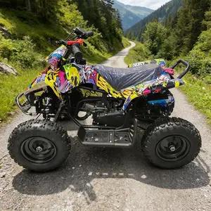 Yellow 49CC 2-Stroke Off-Road Mini ATV Quad Model Bike – Realistic 4-Wheel Terrain Replica with Front & Rear Disc Style Brakes, Dual Suspension, 6-Inch Tires & Detailing for Outdoor Display or Collection