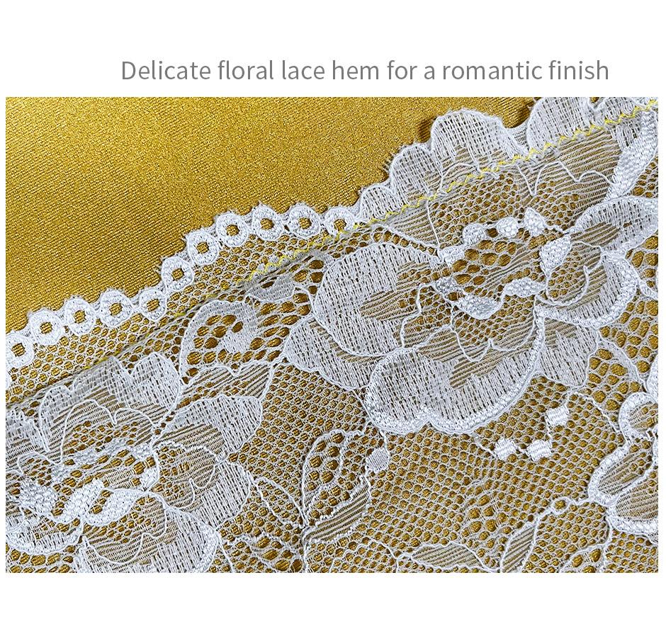 Florboom Women's Satin Mini Skirt – Elastic Waist & Lace Trim, Floral Lace Detail for Casual, Streetwear, Vacation, Festival & Party Wear