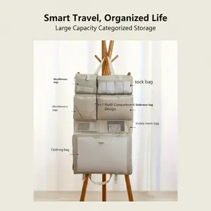 1 pack 7-in-1 multi-compartment combination design, large-capacity classified storage, clothes, shoes and socks are stored in a pack without pressure and quickly distinguished, suitable for camping, airplane, train travel, Foldable storage organizer