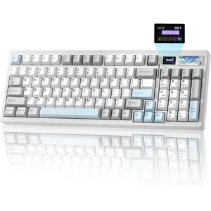 IF99  Mechanical Gaming Keyboard with  LCD Display, QMK/VIA Programmable BT/2.4G/USB-C Gasket Mounted Hot Swap RGB 96% Layout for /Win (White, Cocoa Cream V2 )