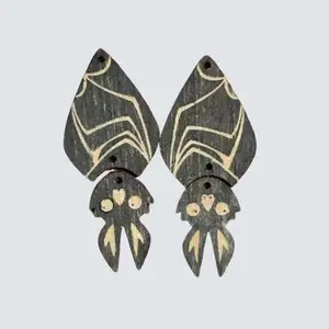 Doompop Hanging Bat Lightweight Wooden Earrings - multiple designs
