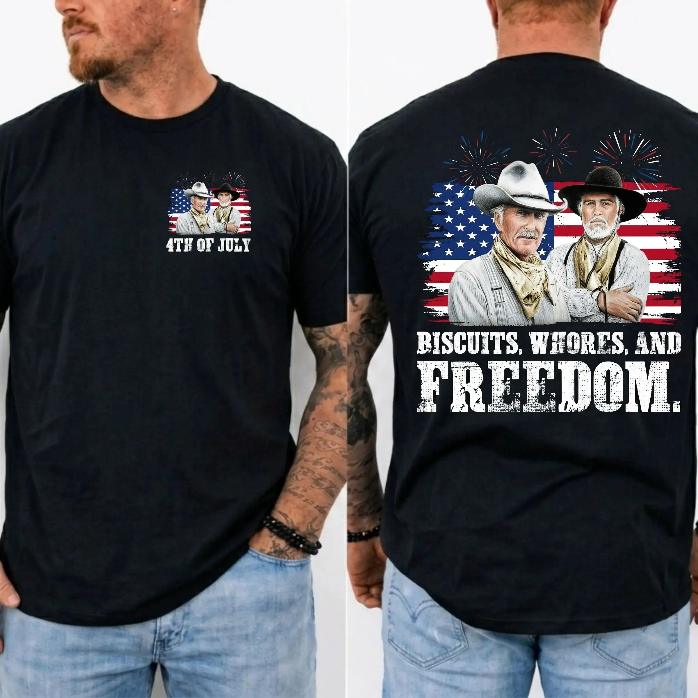 Women's Short-Sleeve Polyester Casual T-Shirt - Funny Lonesome Dove Western Movie Design, 4th Of July Independence Day Theme, Relaxed Fit, Customized Unisex Clothing, Made In USA Gift For Her