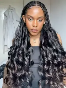 3 Packs French Curly Braiding Hair 22 Inch Pre Stretched Loose Wavy Crochet Hair for Braids Synthetic Hair Extensions for Boho Box Braids