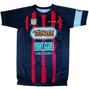 Fight Club Captain's Kit Rash Guard T-Shirt with Red and Black Stripes, "Kill or Be Killed" Graphic Design, Short Sleeve, Black Color