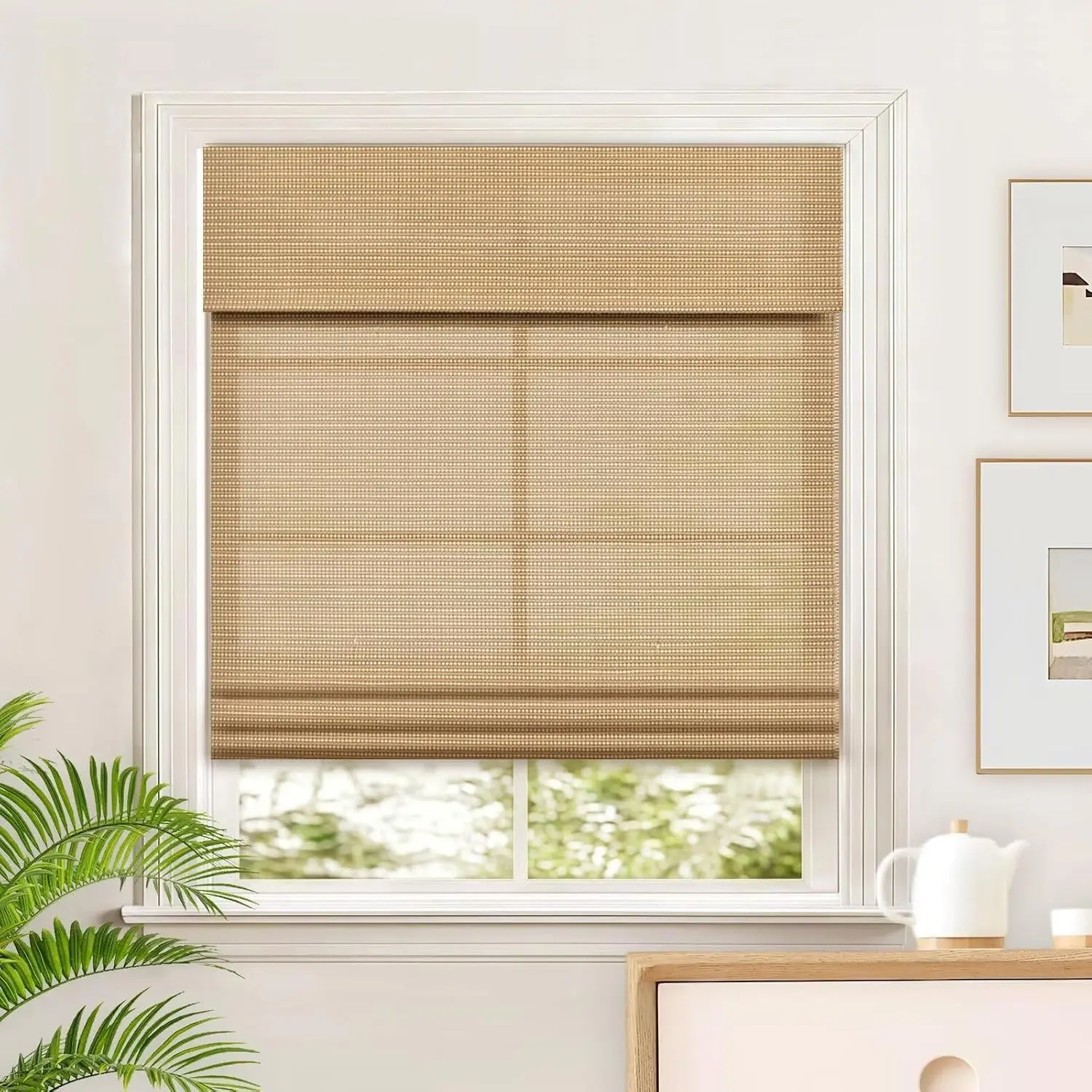 Light Filtering Cordless Roman Shades Window Blinds for Indoor Windows Easy to Install 24" W x 64" H