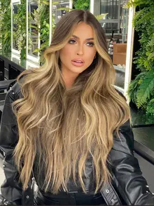 28 Inch Ombre Long Curly Synthetic Material Wigs, Deep Wavy Wigs, Wavy Wiglet, Natural Comfortable Fit for Daily Wear, Fluffy and Stylish Hairpiece, Loose Wave Wig