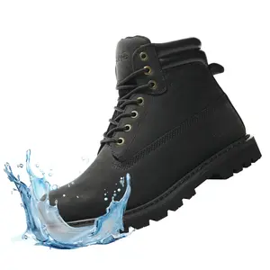 SAFETY LOONG Men's Waterproof Work Boots Soft Toe Non-Slip Comfortable Leather Closed Toe Design for Construction