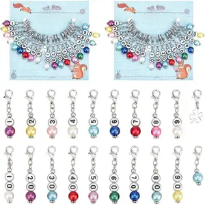 40 count Number Beads Stitch Markers,   Crochet Marker Removable Lobster Clasp Locking Knitting Markers for Knitting Weaving Sewing  Making