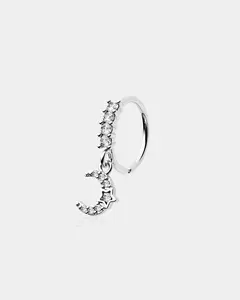 Bezel Set CZ Moon Dangle Nose Ring
