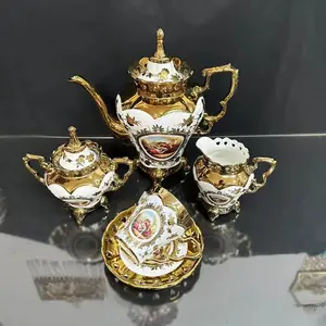 European style coffee cup set afternoon tea set European style small luxury gold-plated ceramic teapot water cup